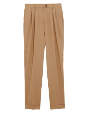 Pleat Front Tapered Ankle Grazer Trousers