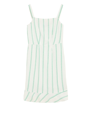 Linen Blend Striped Mini Slip Dress