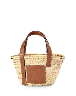 Small Basket bag in palm leaf and calfskin