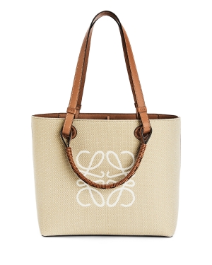 Small Anagram Tote bag in jacquard and calfskin