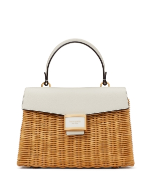 Katy Wicker Medium Top-Handle Bag Halo White Multi