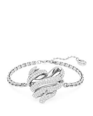 Volta bracelet, Heart, White, Rhodium plated