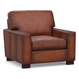 Turner square online arm leather chair