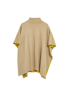 Contrast Funnel Neck Poncho