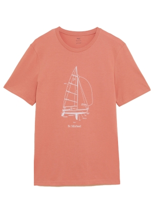Pure Cotton Boat Graphic T-Shirt