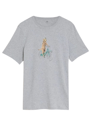 Pure Cotton Dog On Bike Graphic T-Shirt