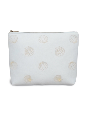 Embroidered Shell Make-Up Pouch
