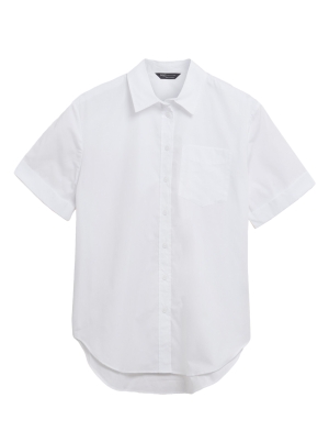 Pure Cotton Collared Short Sleeve Shirt