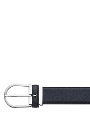 Horseshoe buckle blue 35 mm leather belt
