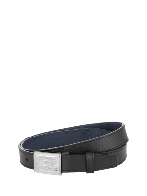 Black/blue 30 mm reversible leather belt