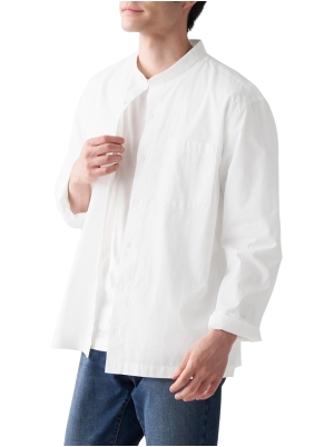 Extra Long Staple Cotton Washed Broad Stand Collar Shirt