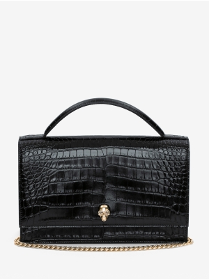 Top Handle Skull Bag in Black