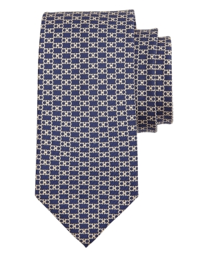 Gancini print silk tie