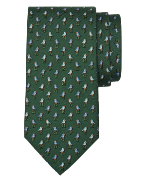 Ferragamo Parrot Print Silk Tie