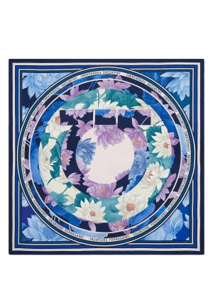 Water Lily Print Silk Foulard