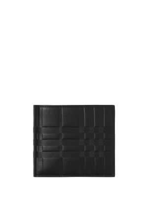 Embossed Check Leather Bifold Wallet