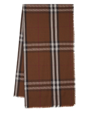 Monogram and Check Wool Silk Scarf