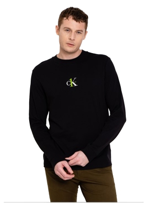 Mens CK1 Unisex BK Graphic Long-Sleeve Black T-Shirt