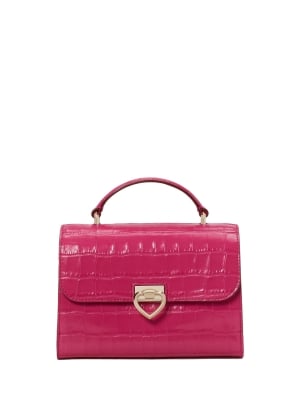 lovitt croc-embossed small top-handle bag festive pink