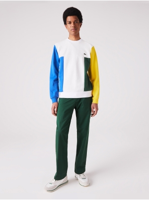 Men's Crew Neck Color-block Cotton Fleece Sweatshirt