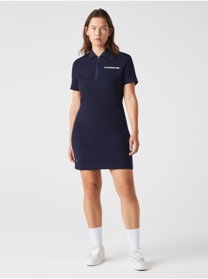 Women's Contrast Branded Two-Ply Jersey Polo Dress
