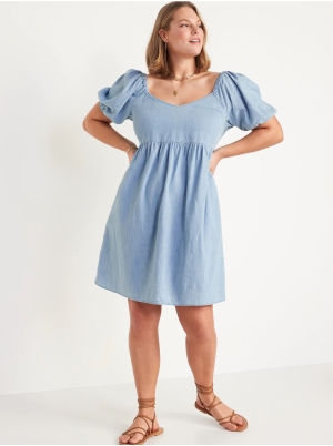 Smocked Chambray All-Day Fit & Flare Dress for Women