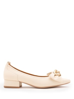 Pointed Bow Wrapped Gold Link Heel