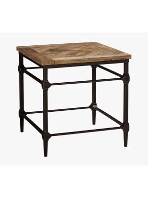 Parquet Reclaimed Wood & Metal End Table