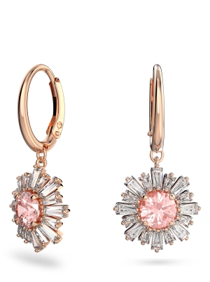 Sunshine hoop earrings, Pink, Rose gold-tone plated