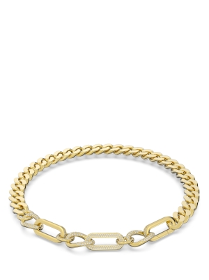 Dextera necklace, Statement, Mixed links, White, Gold-tone plated