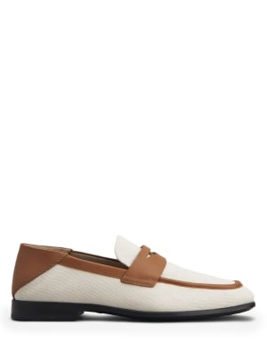 Loafers in Canvas And Leather
