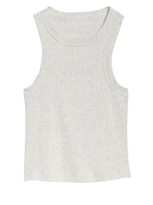 Heathered Rib-Knit Cropped Tank Top for Women
