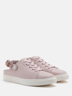 Jamie Crystal Ruched Slingback Leather Sneakers