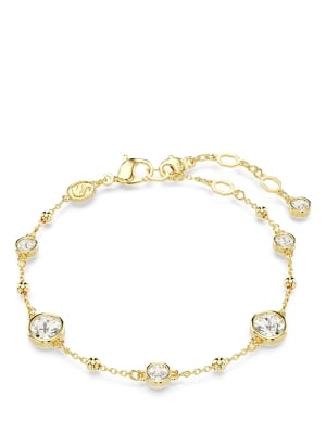 Imber bracelet, Round cut, White, Gold-tone plated
