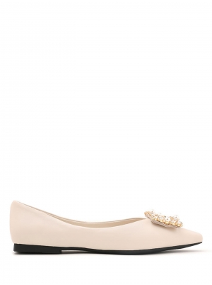 Pearl Diamante Embellished Pointed Toe Flats