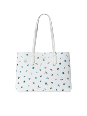 all day garden ditsy large tote optic white multi