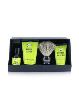 The Four Elements of The Perfect Shave Set with Bag - Pre Shave Oil + Shave Crm + A/S Balm + Brush + Razor