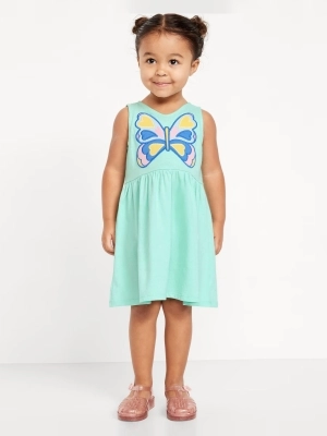 Sleeveless Applique Fit and Flare Dress for Toddler Girls