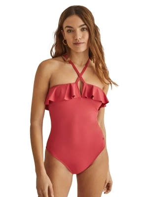 Pink bandeau shaping swimsuit