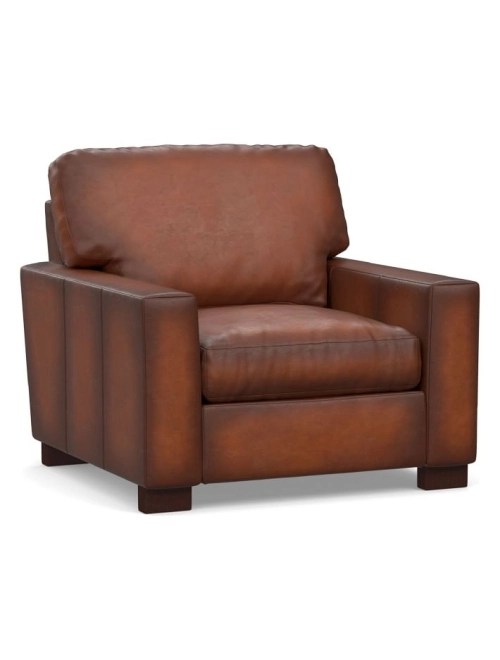 Turner Square Arm Leather Small Armchair