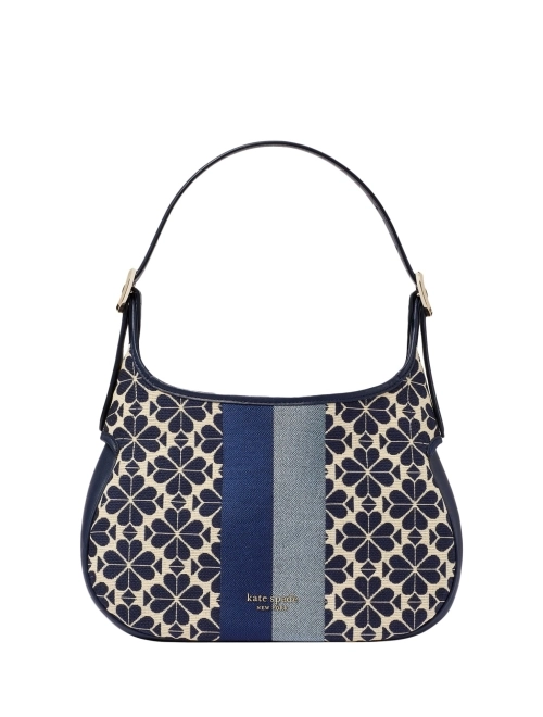 spade flower jacquard stripe penny small hobo bag blue multi