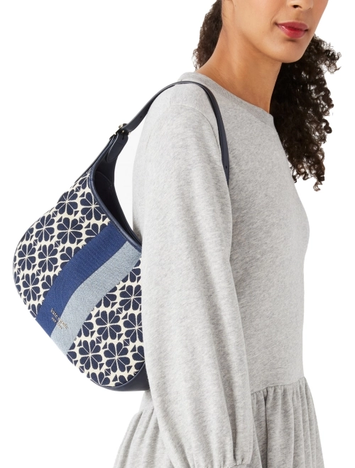 spade flower jacquard stripe penny small hobo bag blue multi