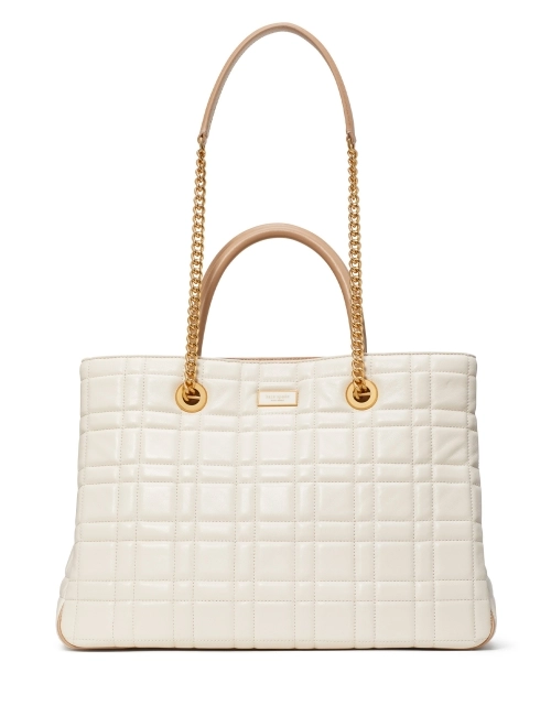 Evelyn Quilted Medium Convertible Shopper Bag Ivory