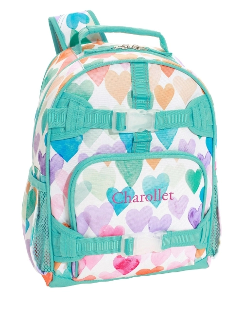 Mackenzie Aqua Rainbow Hearts Backpacks