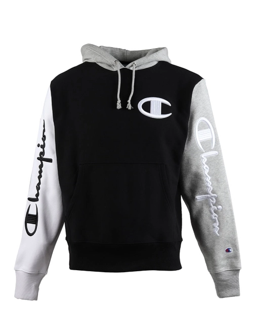 REVERSE WEAVE COLORBLOCK PULLOVER HOOD