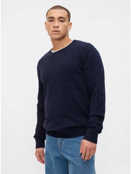 CashSoft Cable Knit Crewneck Sweater