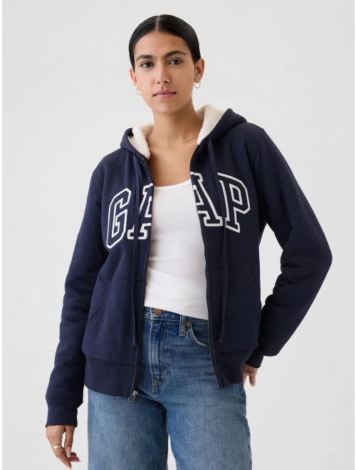 Relaxed Gap Logo Sherpa Lined Zip Hoodie