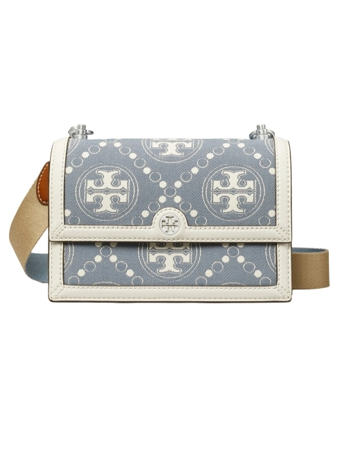 T Monogram Denim Small Shoulder Bag