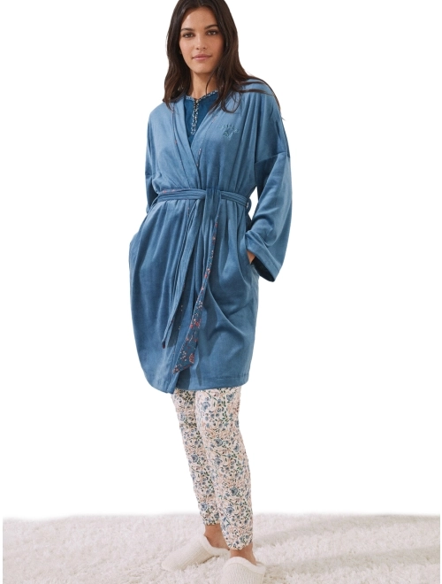 Blue velvet midi robe