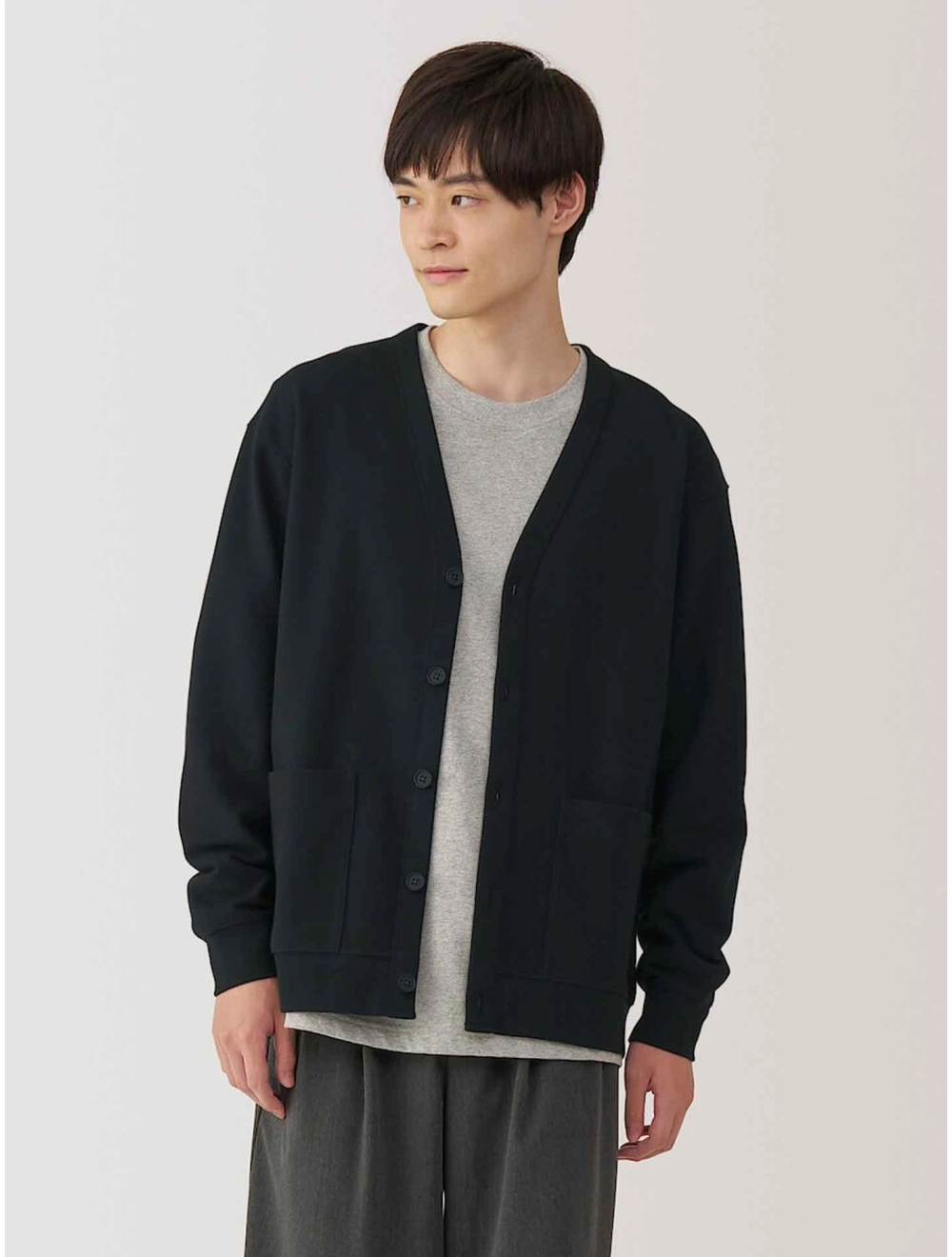 Mens Double Knits Milano Rib V Neck Cardigan